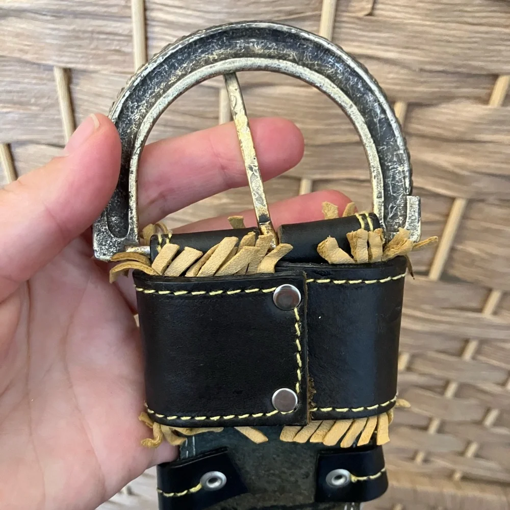 Vintage BluTang Leather & Reptile Skin Wide Belt